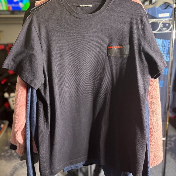 Prada Adult Mens Short-Sleeved Dark Navy T-Shirt Tee M - Picture 1 of 4